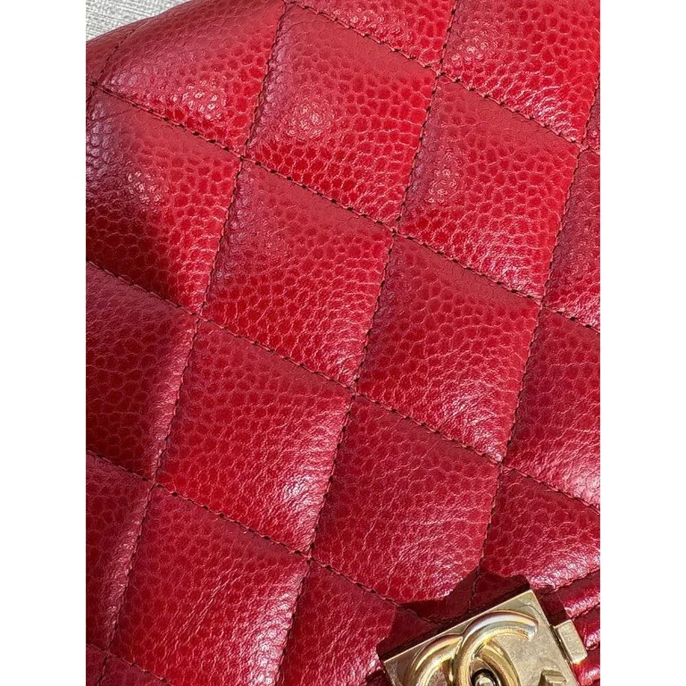 CHANEL Red Caviar Boy WOC GHW